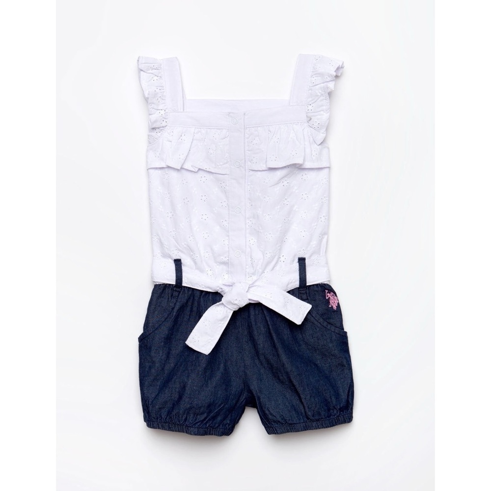 [U.S. Polo Assn.] Girls Eyelet Romper